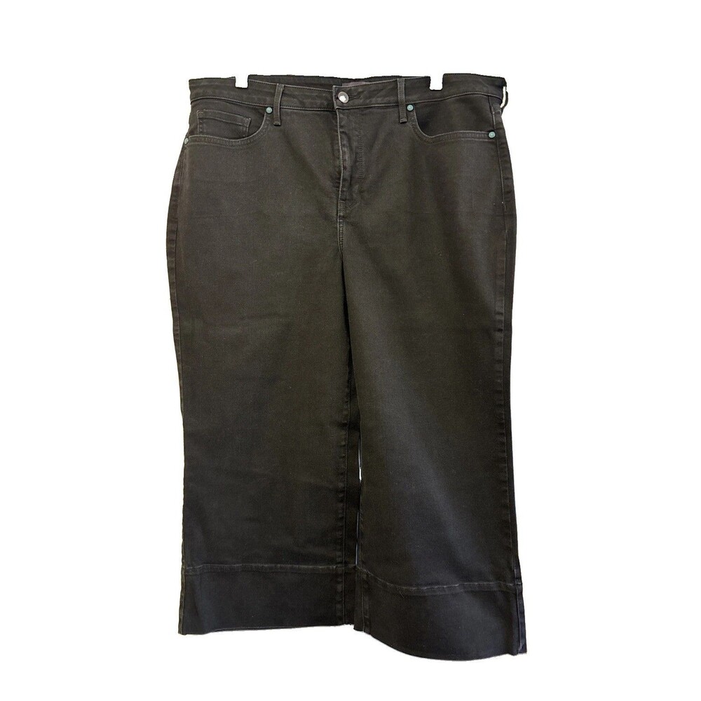 NYDJ Capri Jeans Women 16W Black Denim High Rise Straight Zip Fly Stretch
